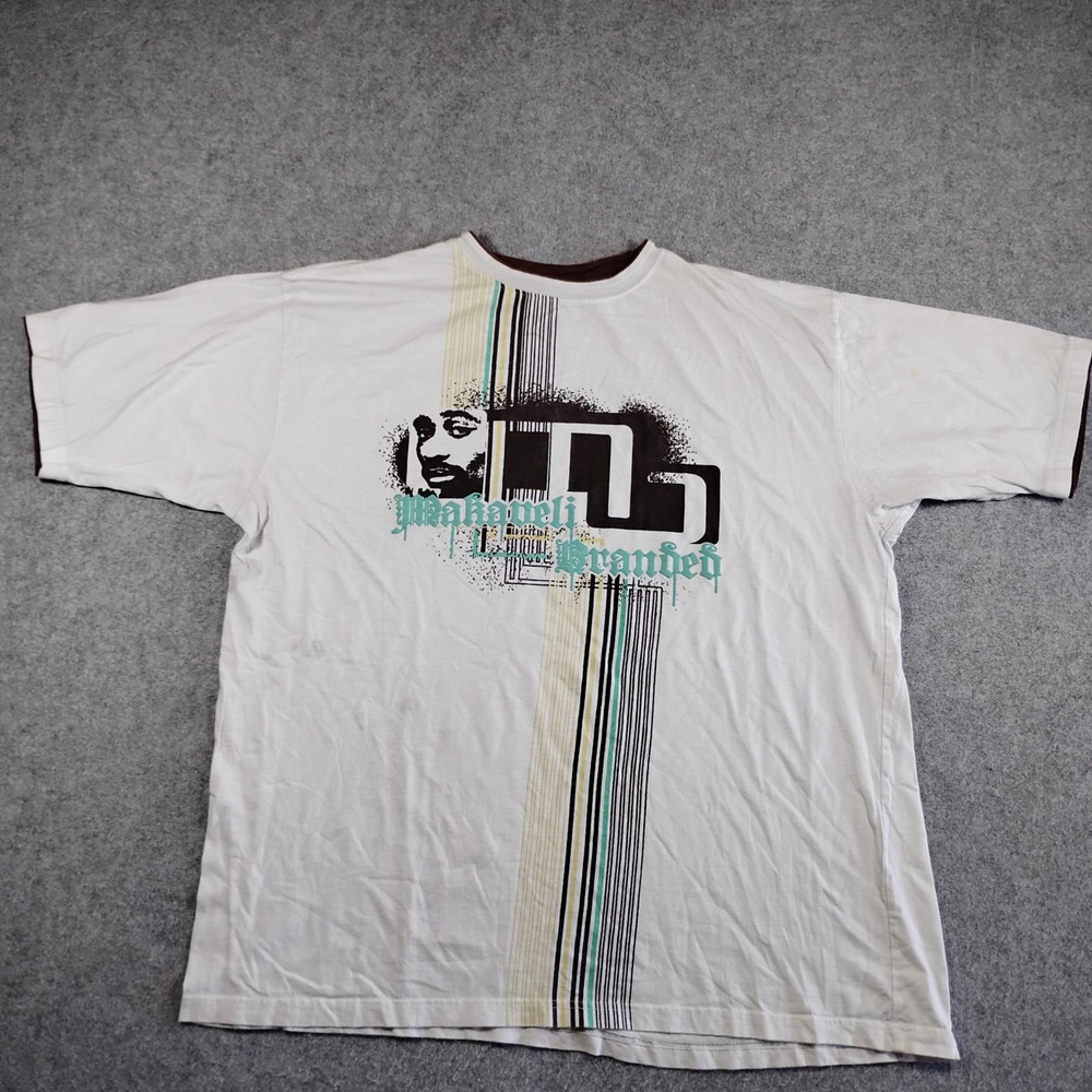 Makaveli Branded Tupac Shakur Graphic T Shirt Mens XXL White Vintage 2Pac Y2K
